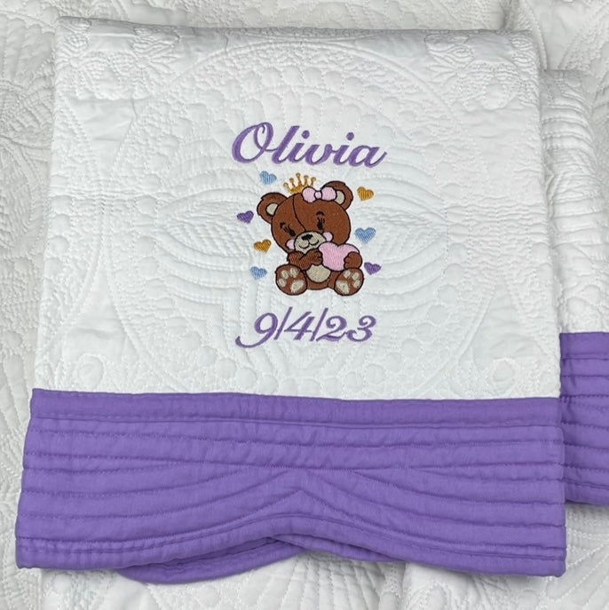 FULLY Custom Embroidered Heirloom Baby/Adult Quilt Blanket