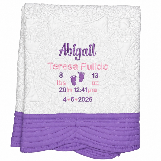 Personalized Baby Quilt with Name & Birth Statistics