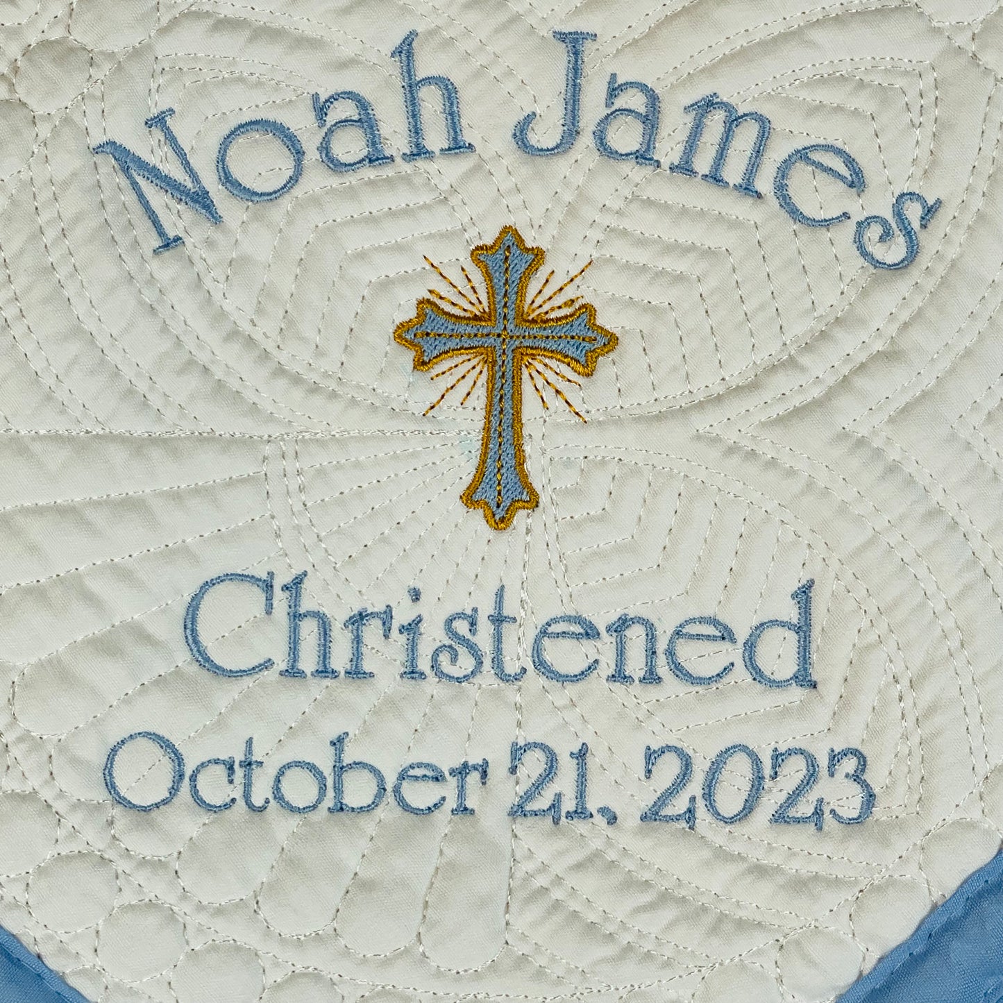 Personalized Baptismal / Christening Baby Blanket Quilt (name on top)