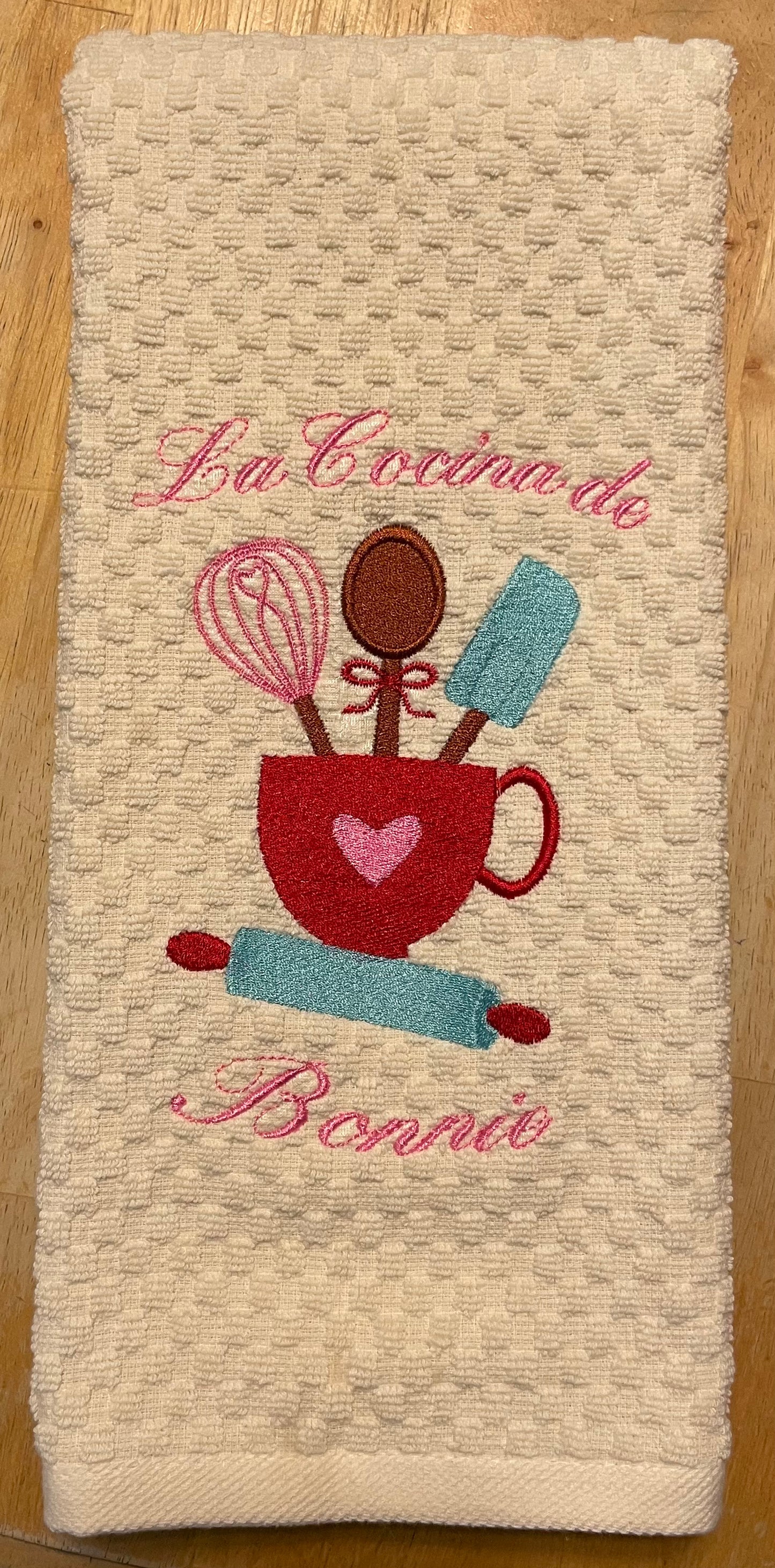 FULLY Custom Embroidered Tea Towel