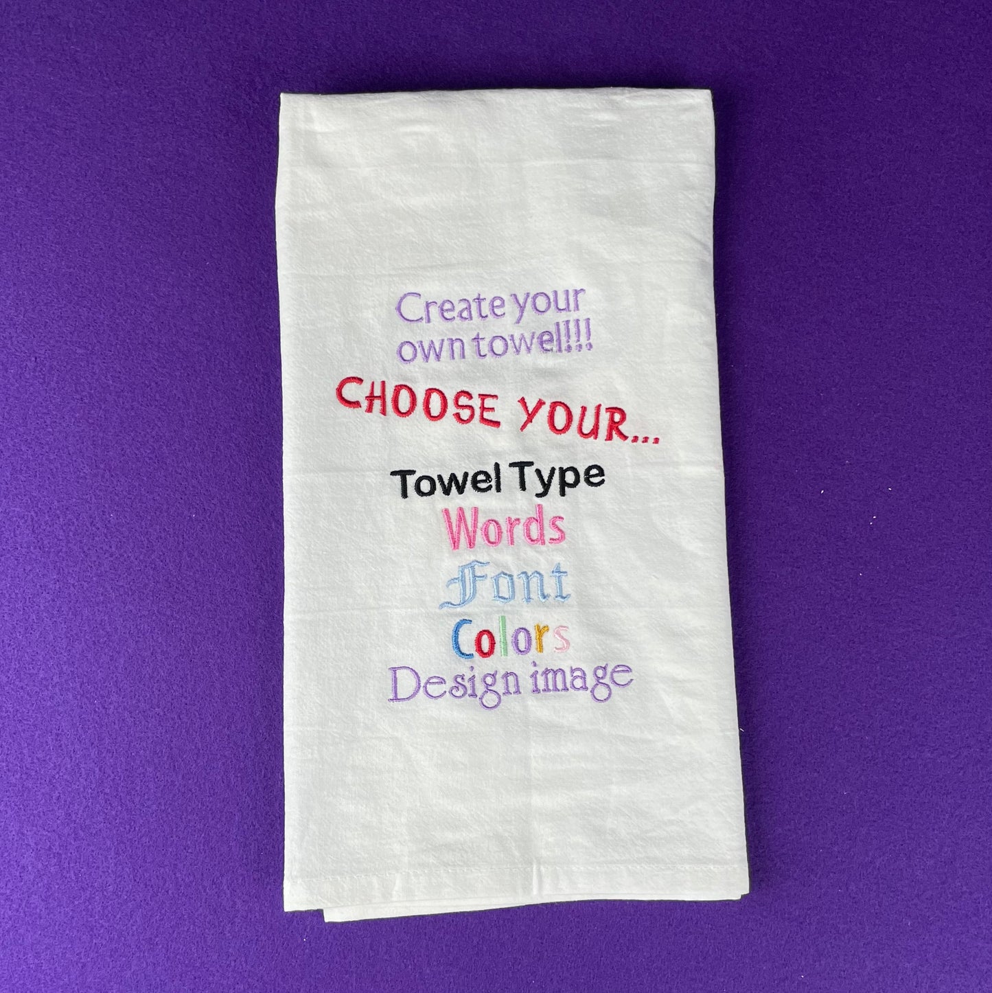 FULLY Custom Embroidered Tea Towel