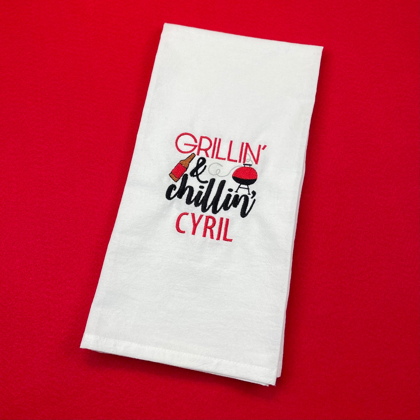 FULLY*** Custom Embroidered Tea Towel