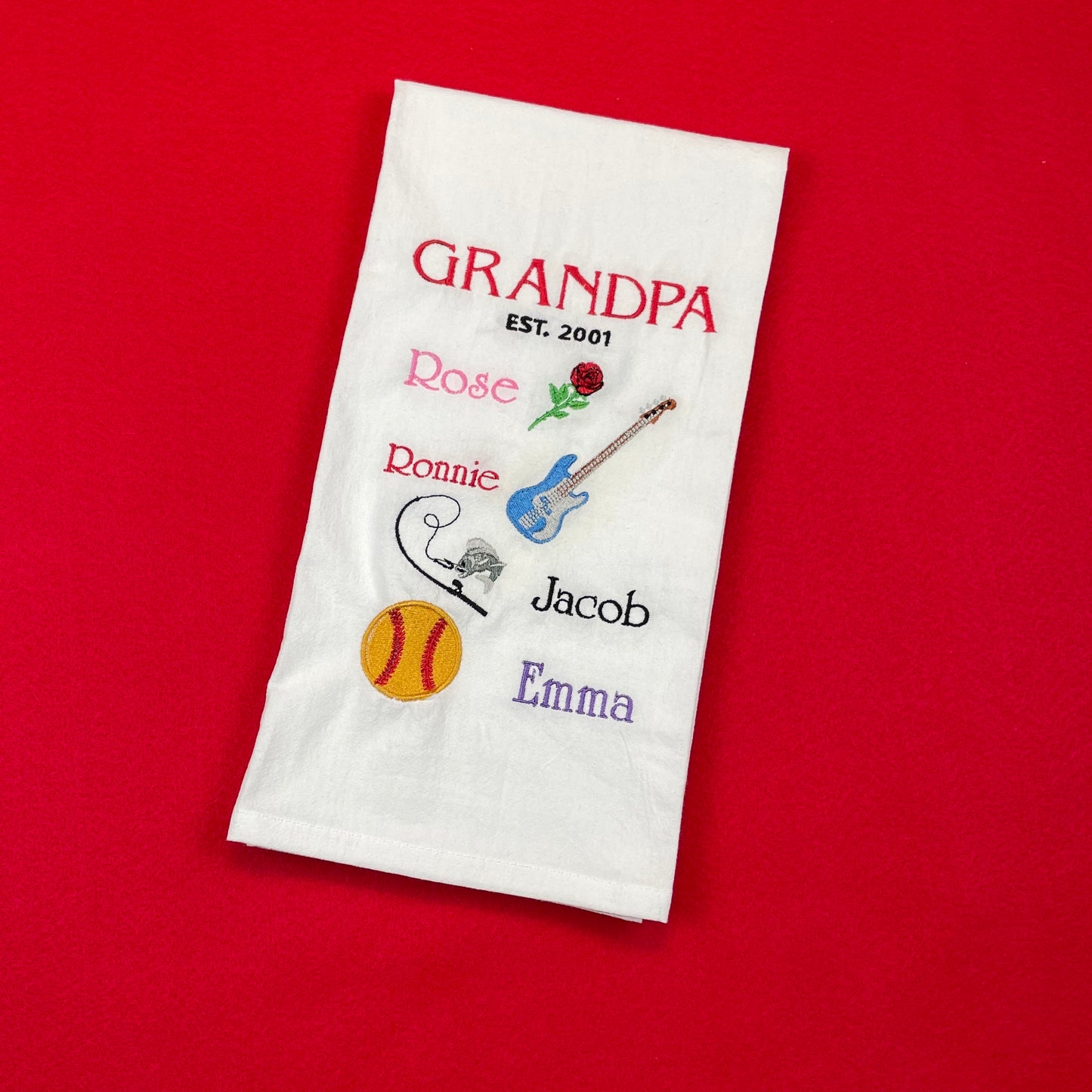 FULLY*** Custom Embroidered Tea Towel