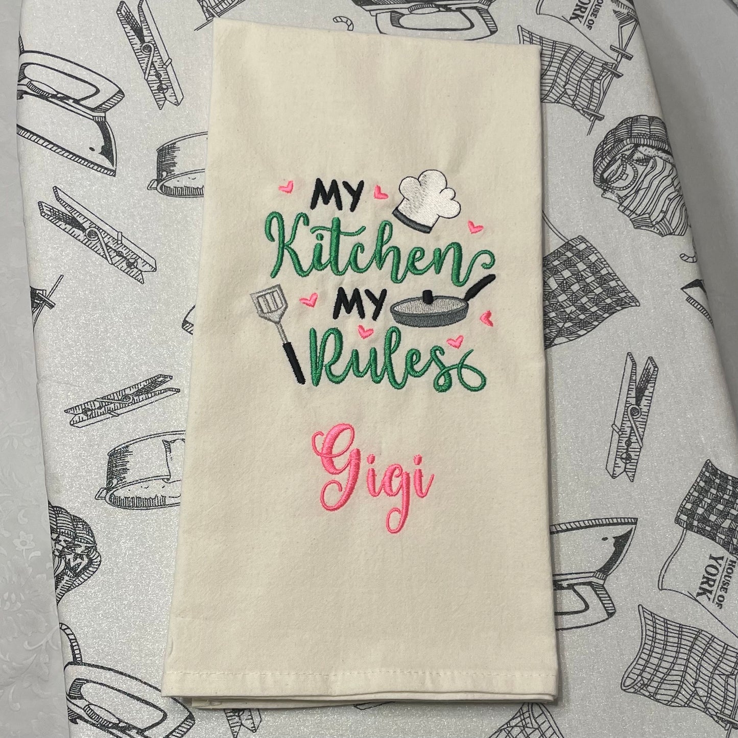 FULLY*** Custom Embroidered Tea Towel