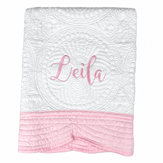 Personalized Baby Heirloom Quilt - Custom Embroidered with Name in your choice of thread color.