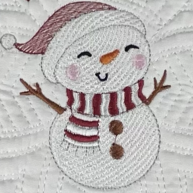 Personalized First Christmas Heirloom Quilt Blankets - Custom Embroidered with Name, Year & Snowman. 6 Border Color Options. Christmas, Birthday or Shower Gift. (1st line can be Deleted)